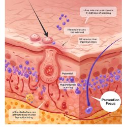 Conceptual Illustration Showing Risk of Raised Scar Formation from Inflammatory Acne