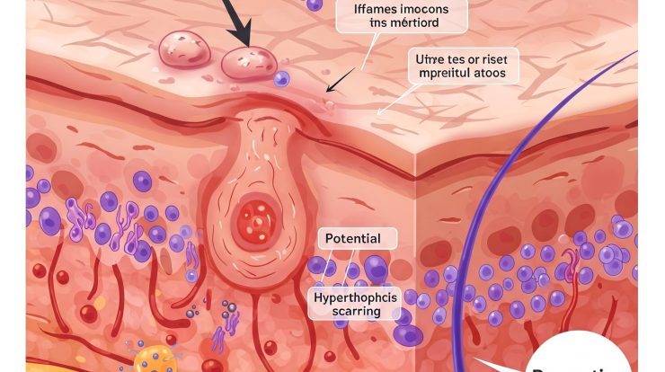 Conceptual Illustration Showing Risk of Raised Scar Formation from Inflammatory Acne