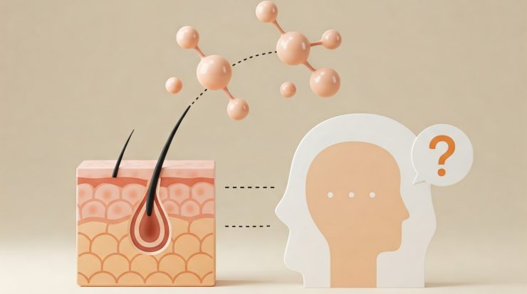 Conceptual Illustration Linking Hormonal Fluctuations to Potential Skin and Acne Issues