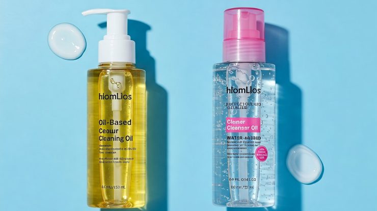 Oil-Based Cleanser and Water-Based Cleanser Bottles for Double Cleansing Routine